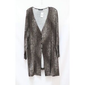 Verpass longline cardigan cheetah animal print brown knit Toni T plus size 3X 22